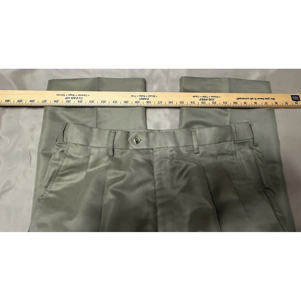 PERRY ELLIS PORTFOLIO Men's Tan Pleated-Front Classic-Fit Dress Pants SZ 33x29‎